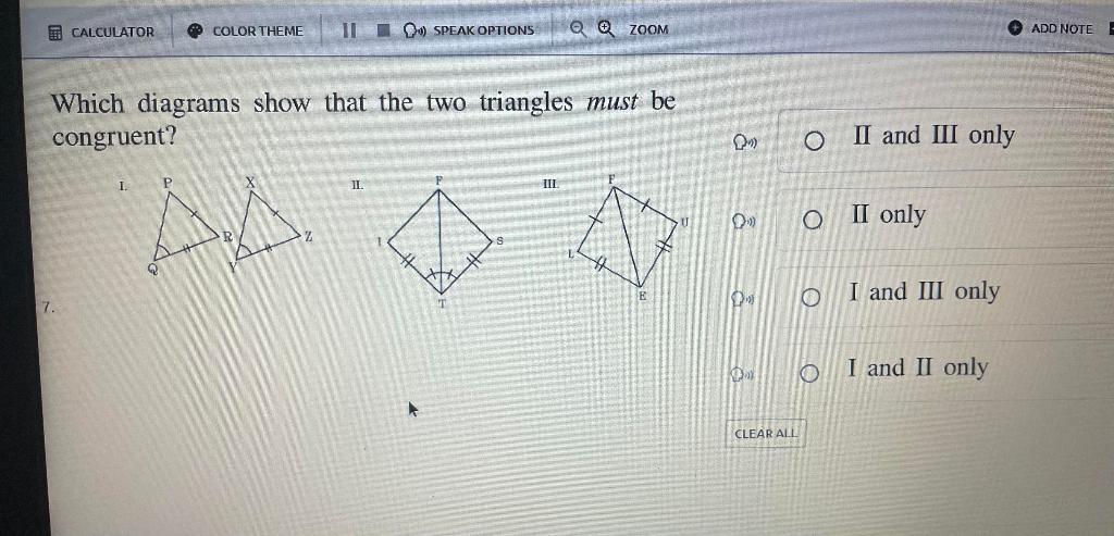 Solved Which diagrams show that the two triangles must be | Chegg.com