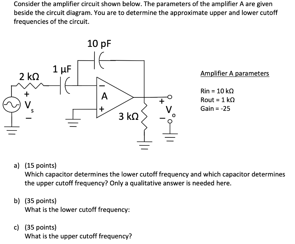 Solved Consider The Amplifier Circuit Shown Below. The | Chegg.com