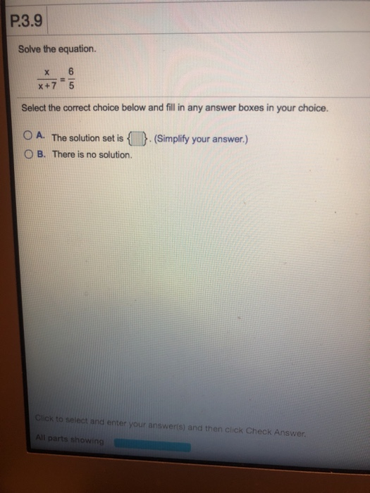 Solved P3.9 Solve the equation. x+7 5 Select the correct | Chegg.com