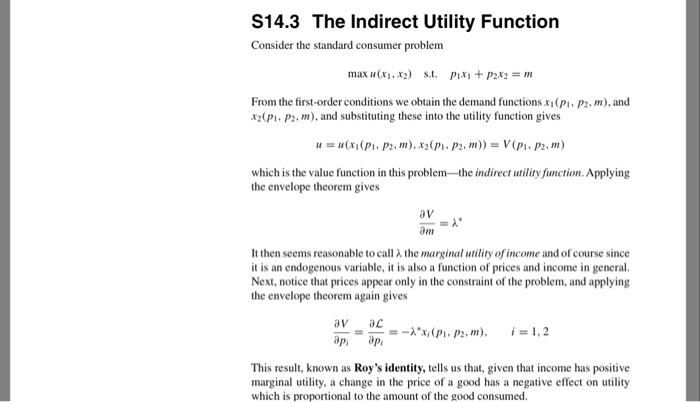 2. Show that the indirect utility function derived in | Chegg.com