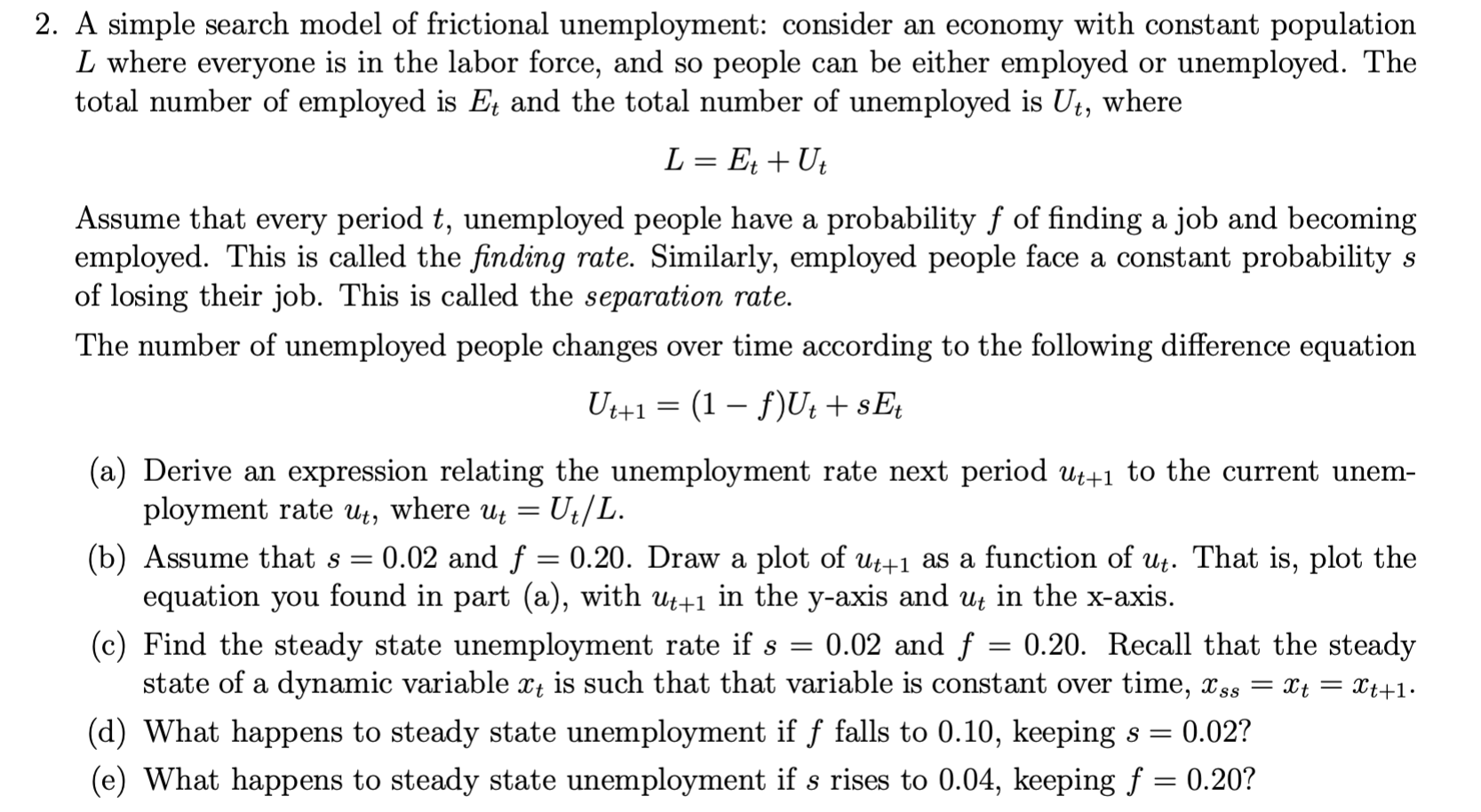 [solved]: A Simple Search Model Of Frictional Unemployment: