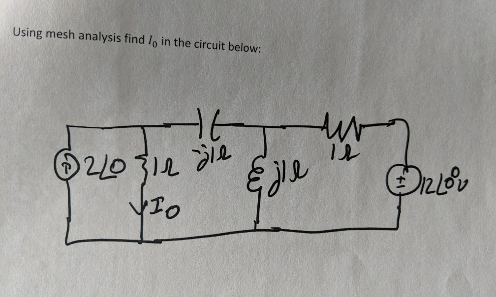 Solved Using mesh analysis find Io in the circuit below: | Chegg.com
