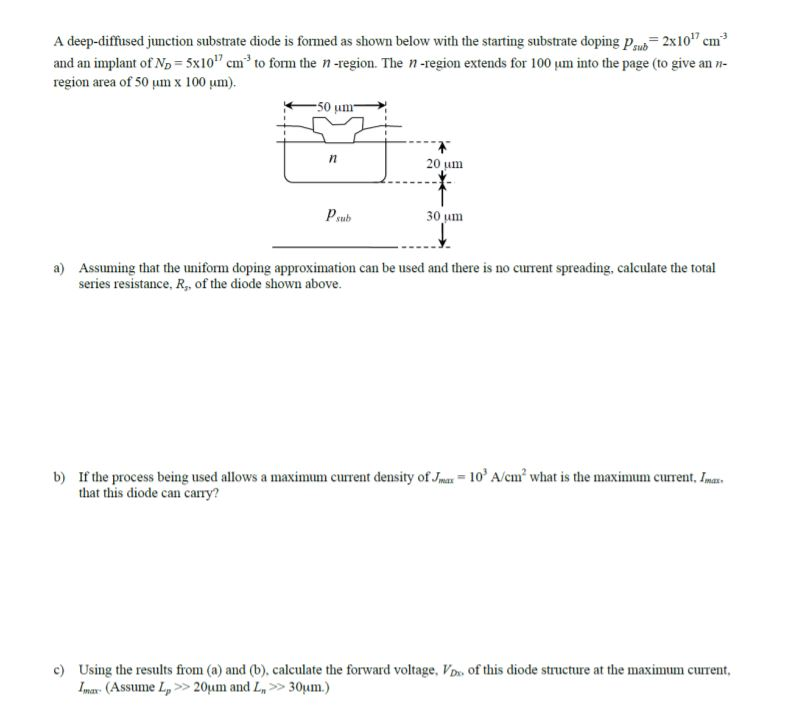 A deep-diffused junction substrate diode is formed as | Chegg.com
