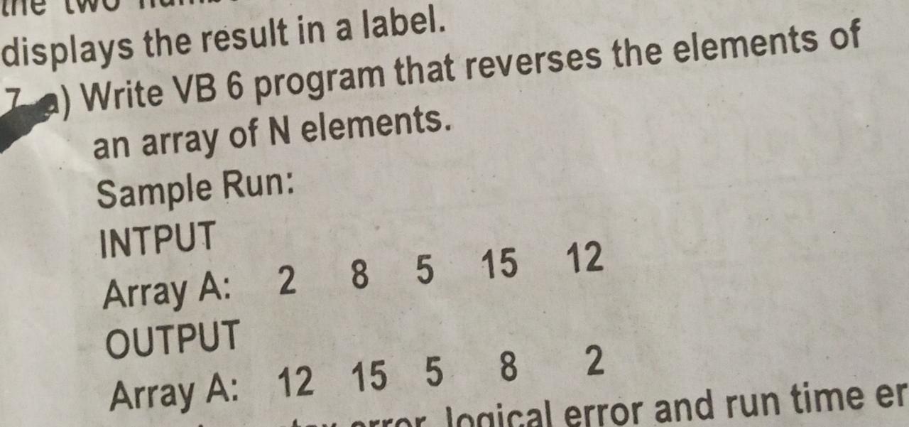 Solved displays the result in a label. Write VB 6 program | Chegg.com