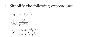 Solved 1. Simplify The Following Expressions: (a) 2-4,7/3 | Chegg.com