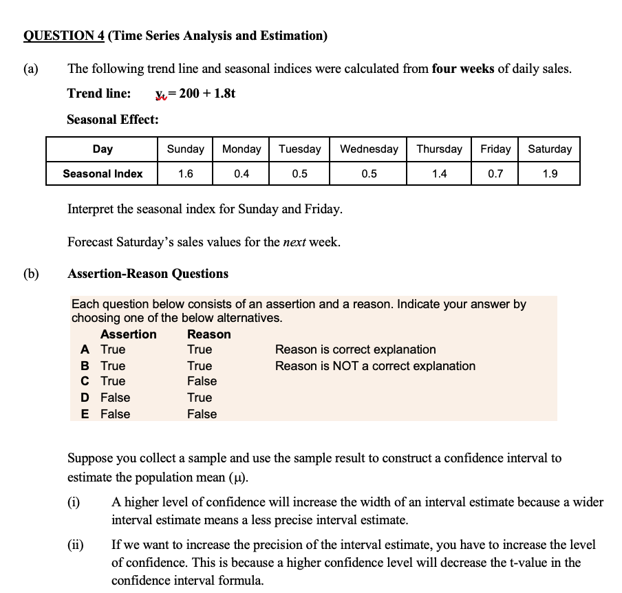 Solved QUESTION 4 (Time Series Analysis and Estimation)