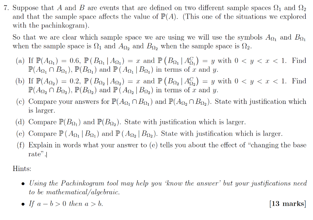 Solved 7. Suppose That A And B Are Events That Are Defined | Chegg.com