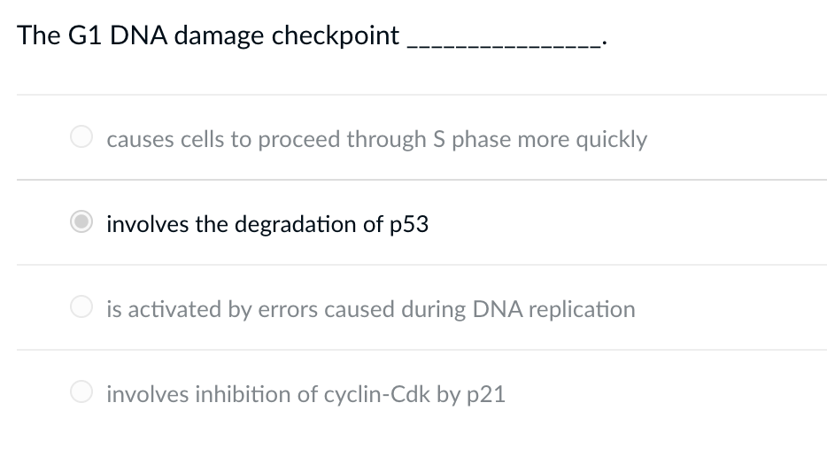 Solved The G1 DNA damage checkpoint causes cells to proceed Biology Diagrams