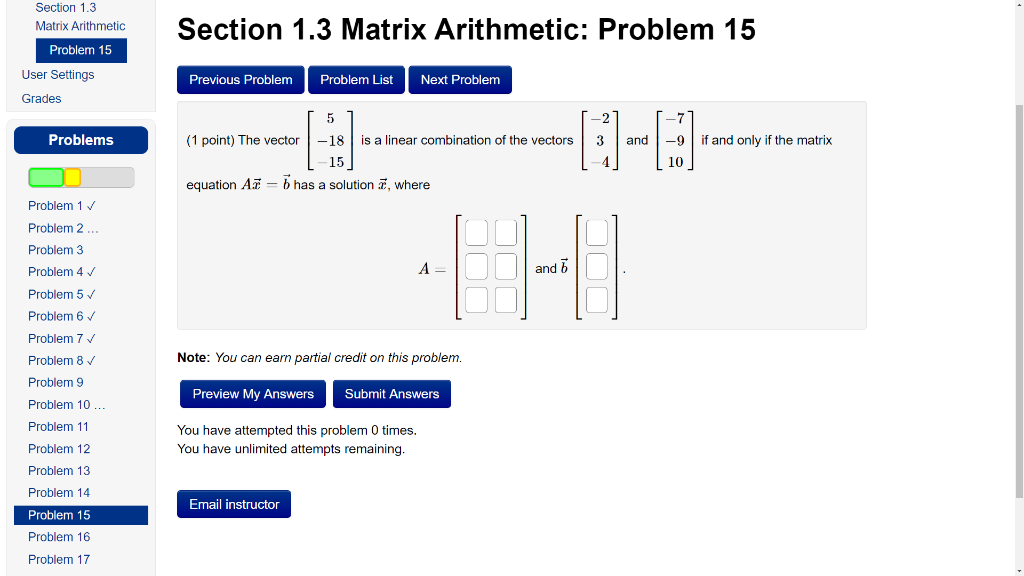 Solved Section 1.3 Matrix Arithmetic Section 1.3 Matrix | Chegg.com