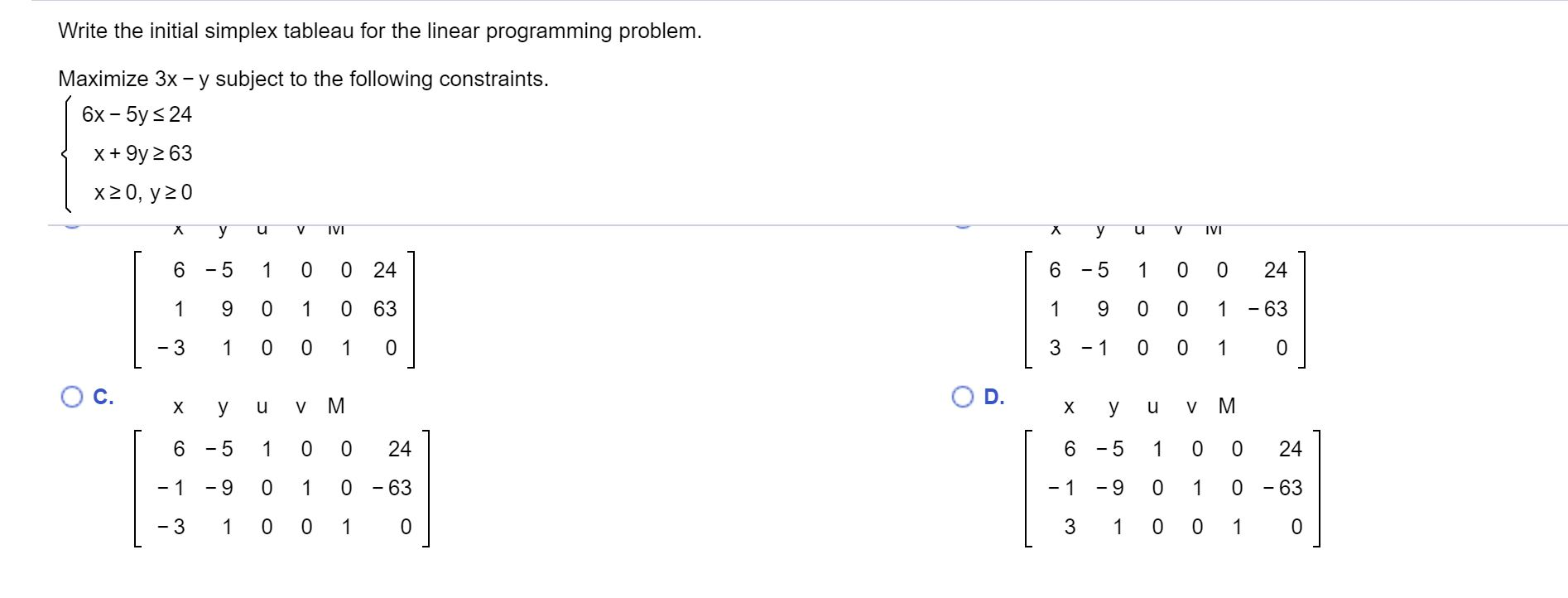 Solved Write the initial simplex tableau for the linear | Chegg.com