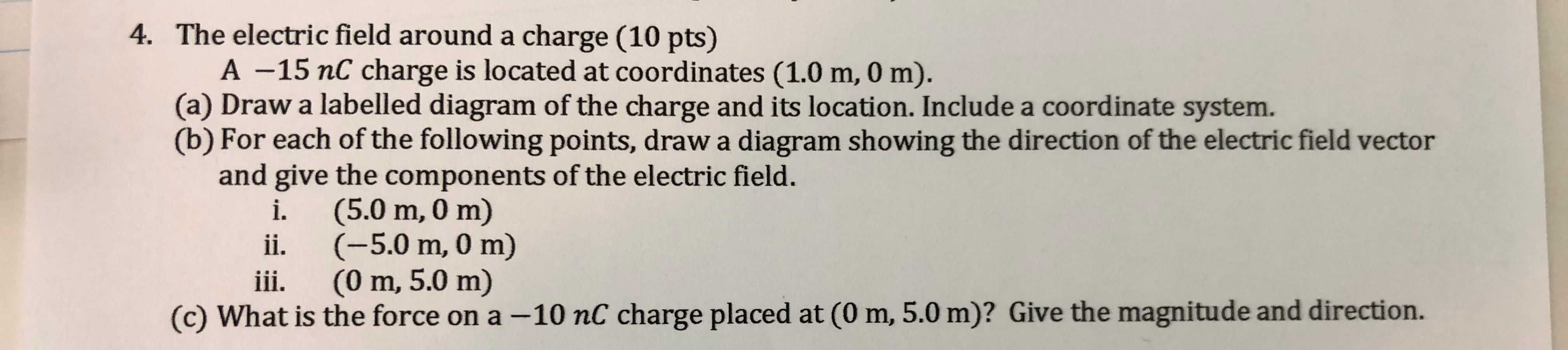 Solved 4. The electric field around a charge (10 pts) A -15 | Chegg.com