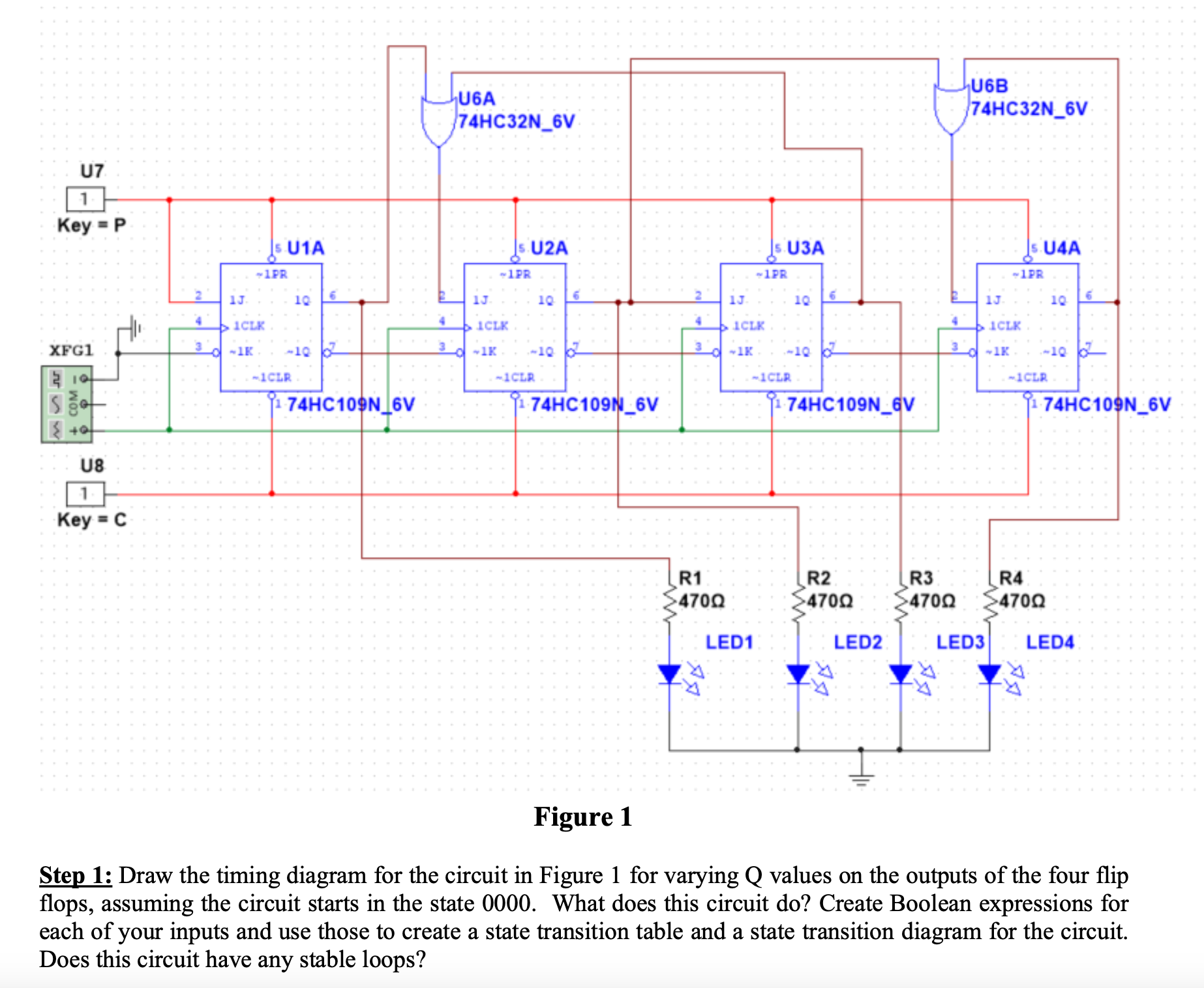 Solved Draw the timing diagram for the circuit in Figure 1 | Chegg.com