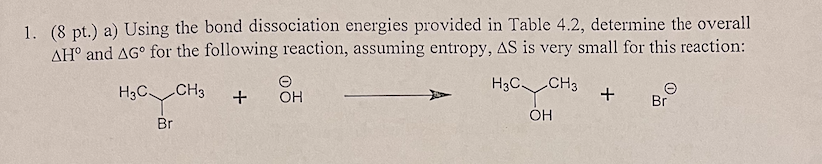 Solved 1. (8 pt.) a) Using the bond dissociation energies | Chegg.com