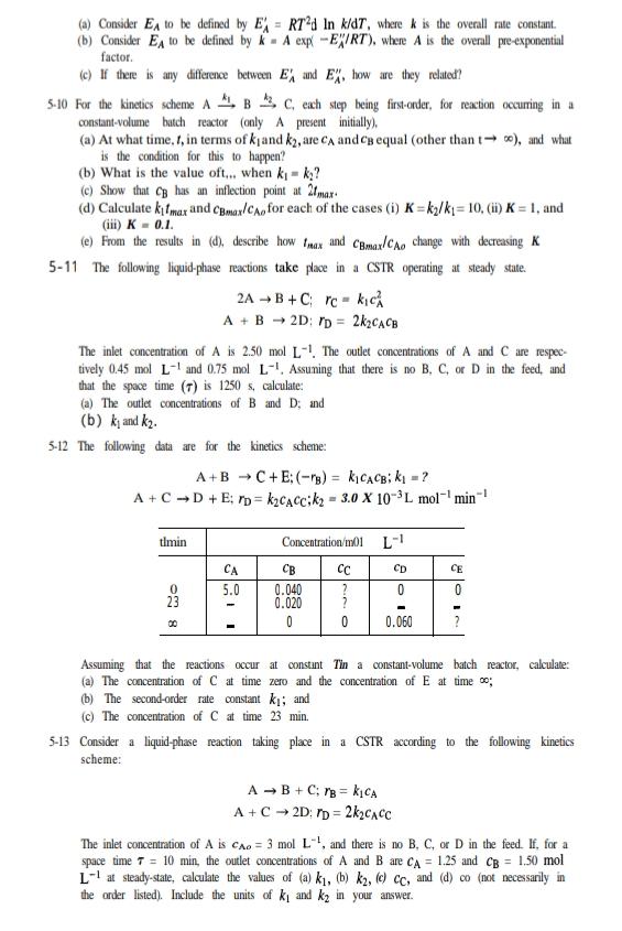 Solved (a) Consider EA to be defined by EA = RT?! In k/dt, | Chegg.com