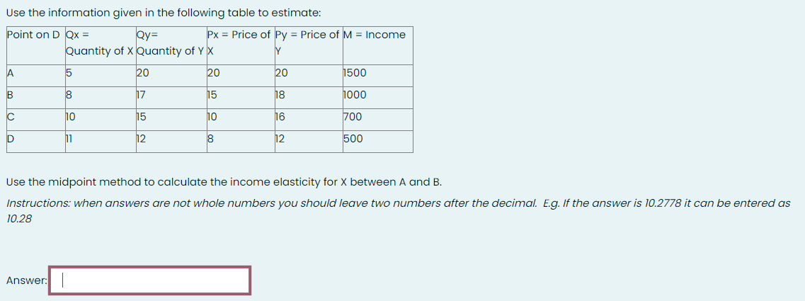Solved Use the information given in the following table to | Chegg.com