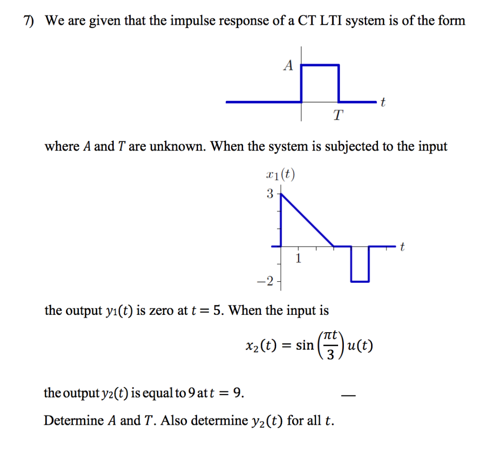Solved 7) We are given that the impulse response of a CT LTI | Chegg.com