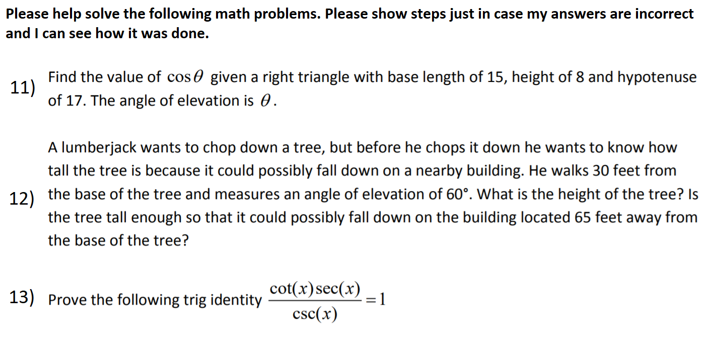 Solved Need serious help with double checking my answers. | Chegg.com