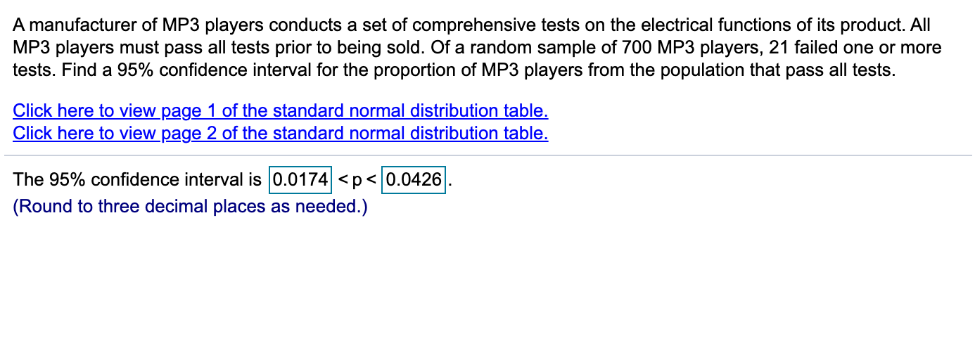 Solved A manufacturer of MP3 players conducts a set of