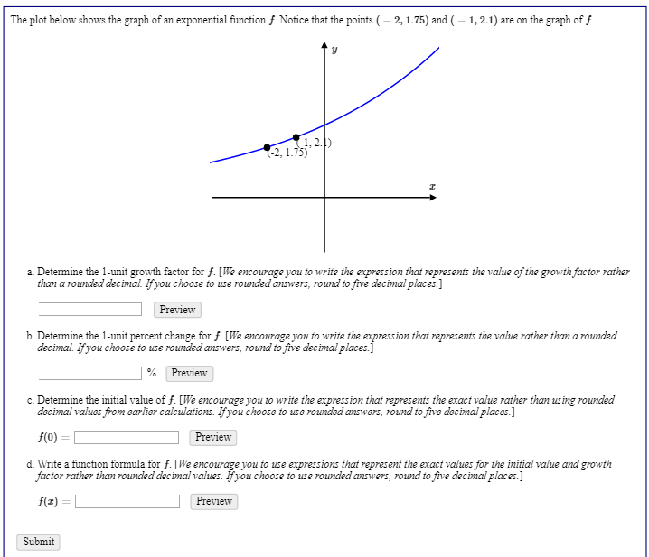 Solved The plot below shows the graph of an exponential | Chegg.com
