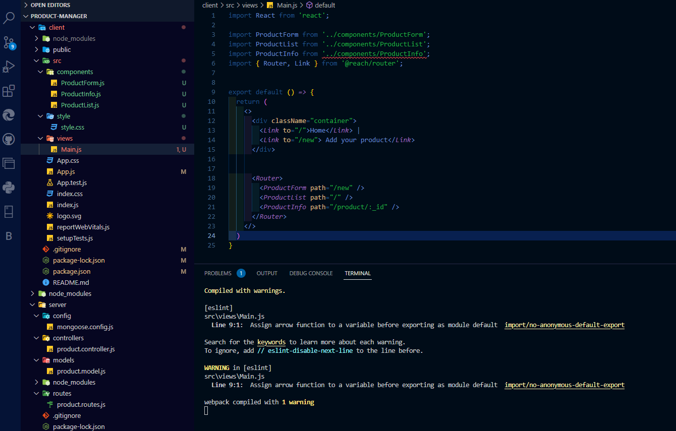 Solved EXPLORER OPEN EDITORS PRODUCT-MANAGER Ec client > | Chegg.com