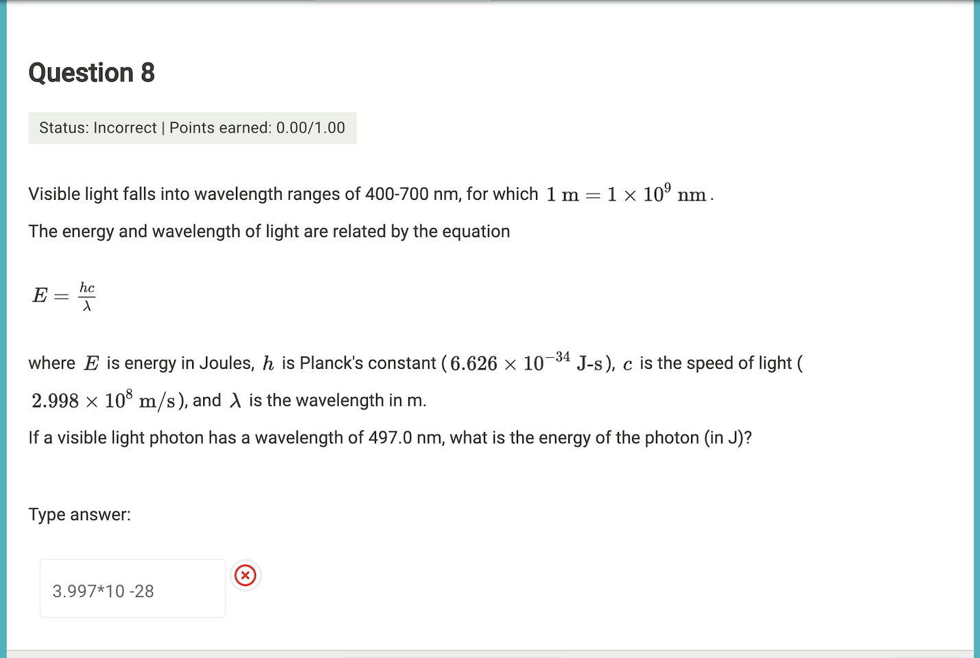 Solved Question 8 Status Incorrect Points Earned 0 00 1 Chegg Com