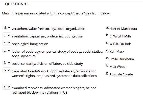 Solved QUESTION 5 Match the following to the correct | Chegg.com