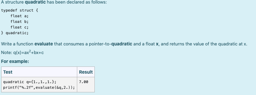 Solved A structure quadratic has been declared as follows: | Chegg.com