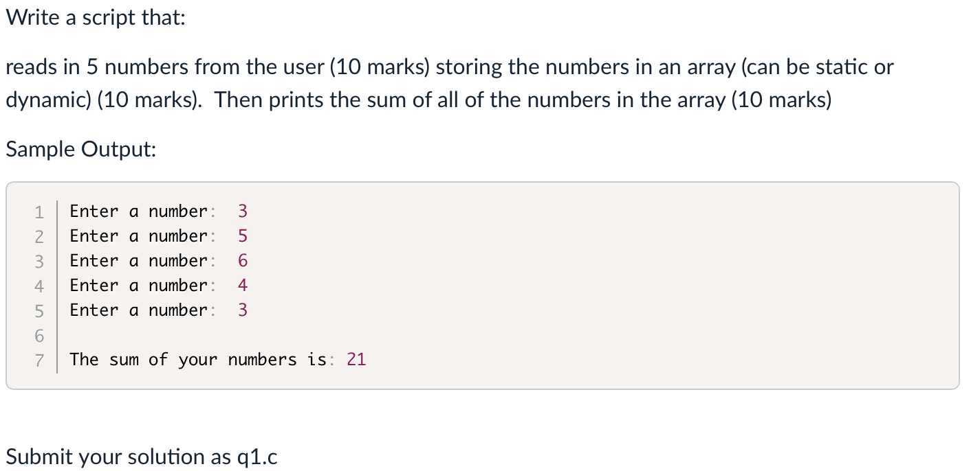 Solved Write a script that: reads in 5 numbers from the user | Chegg.com