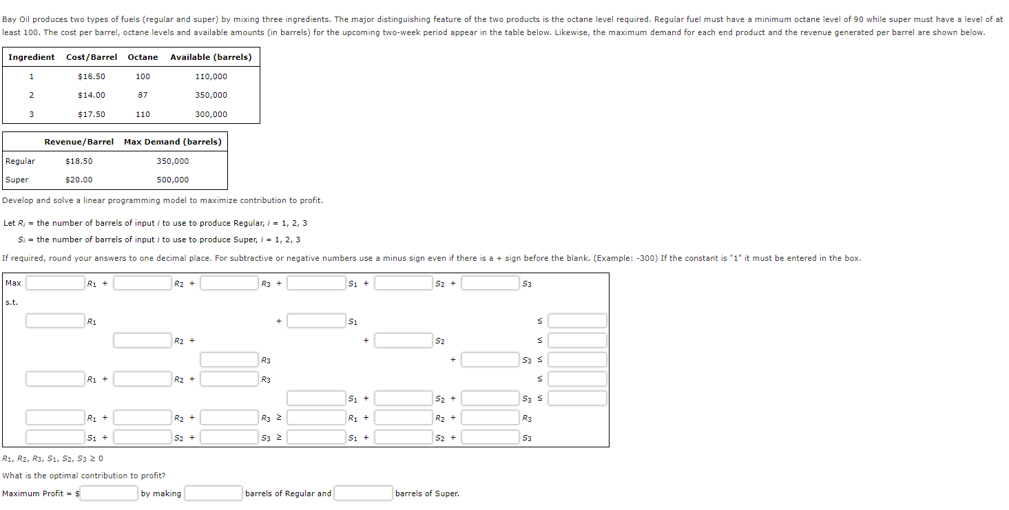 Solved Develop and solve a linear programming model to | Chegg.com