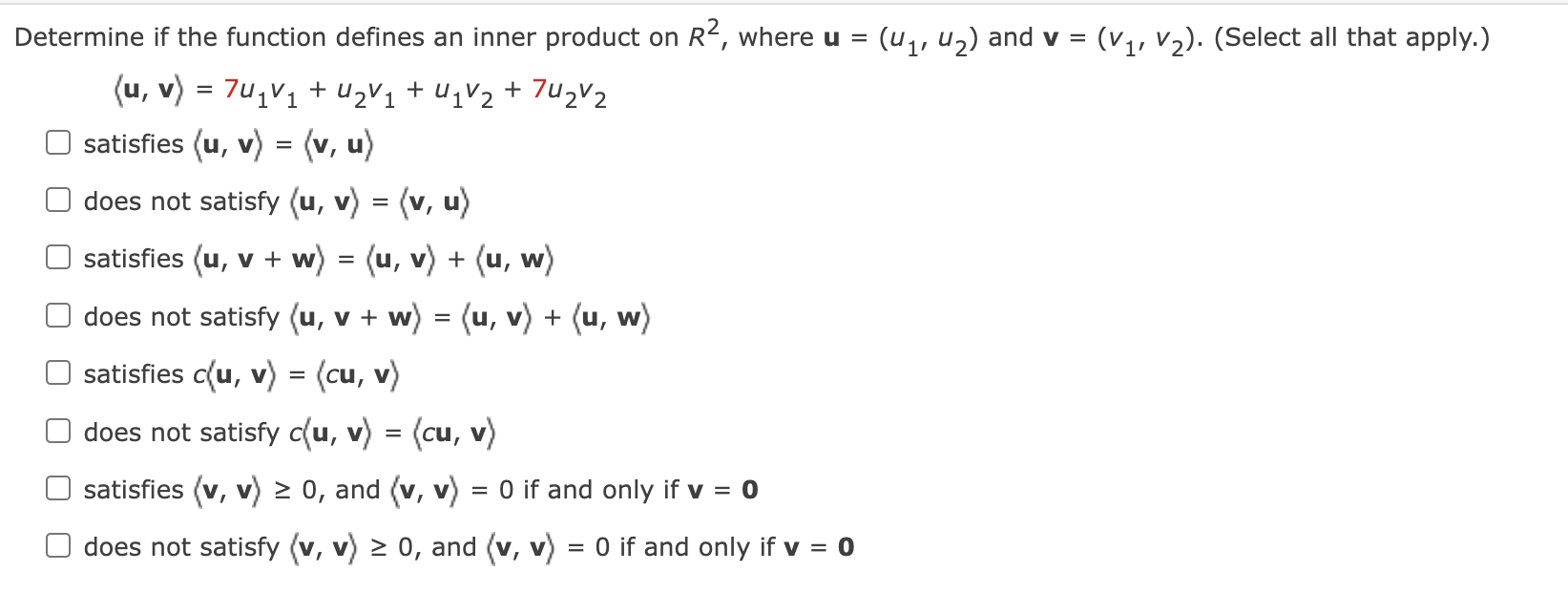 Solved Determine if the function defines an inner product on | Chegg.com