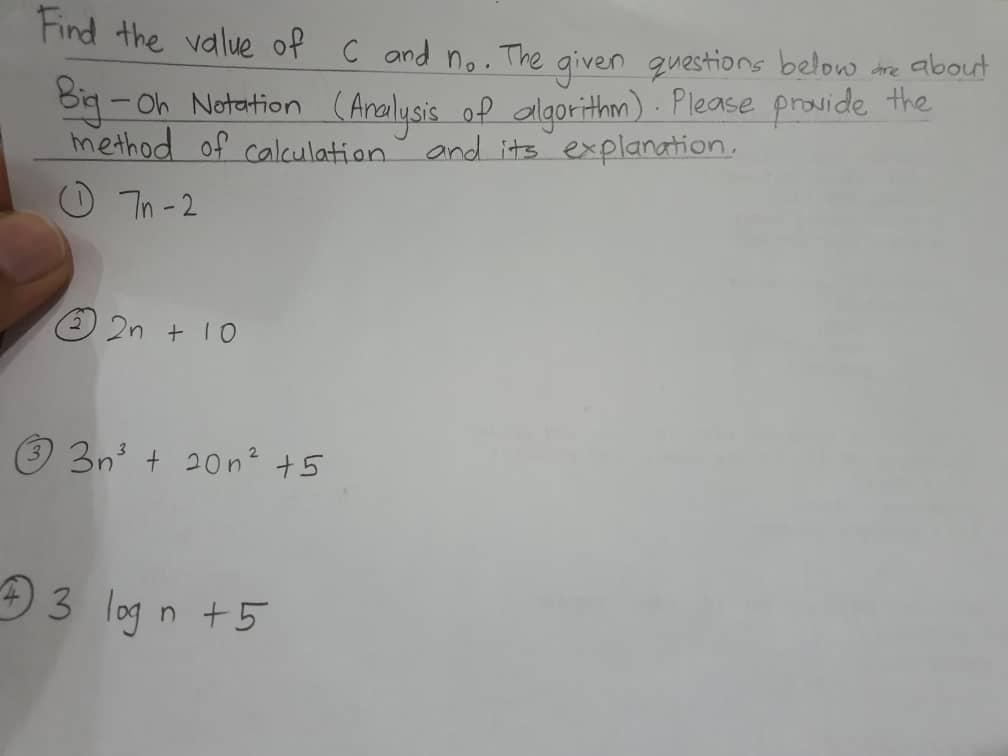 Solved Find The Value Of C And No. The Given Questions Below | Chegg.com