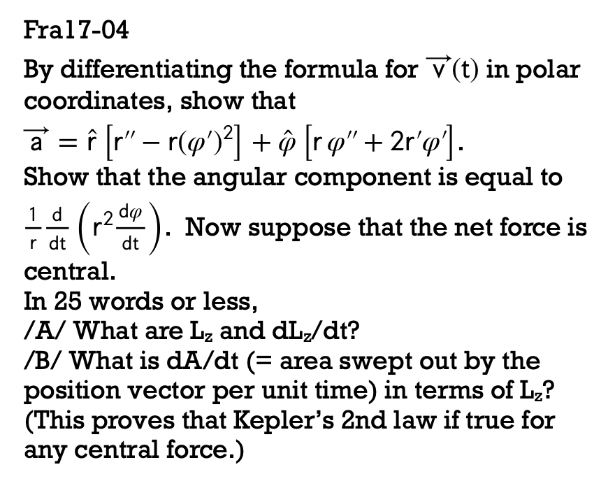 Solved 1 D Fra17 04 By Differentiating The Formula For V Chegg Com