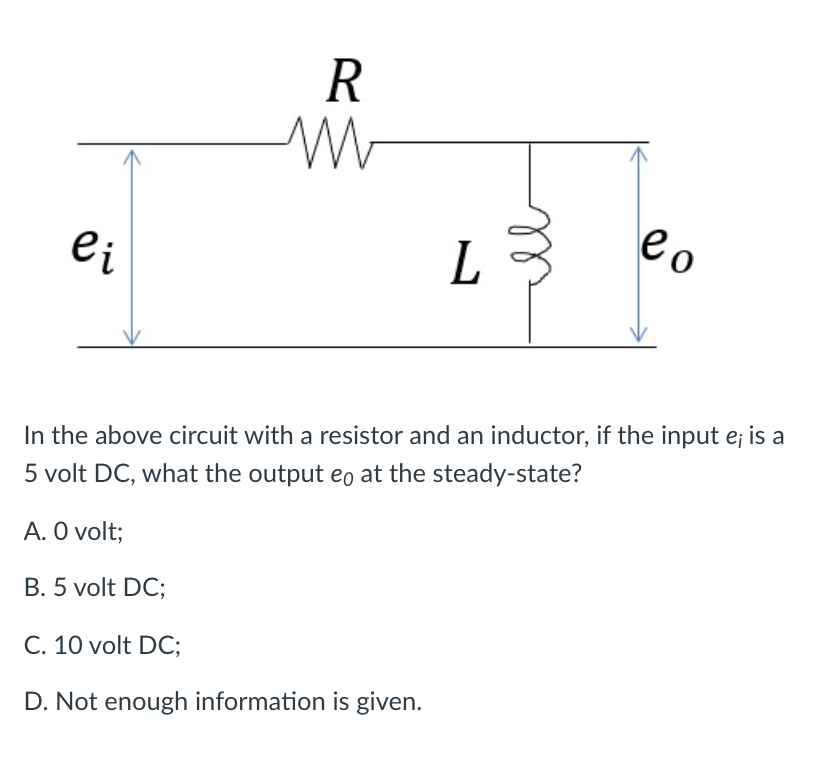 Solved R Ei L Eo In The Above Circuit With A Resistor And Chegg Com