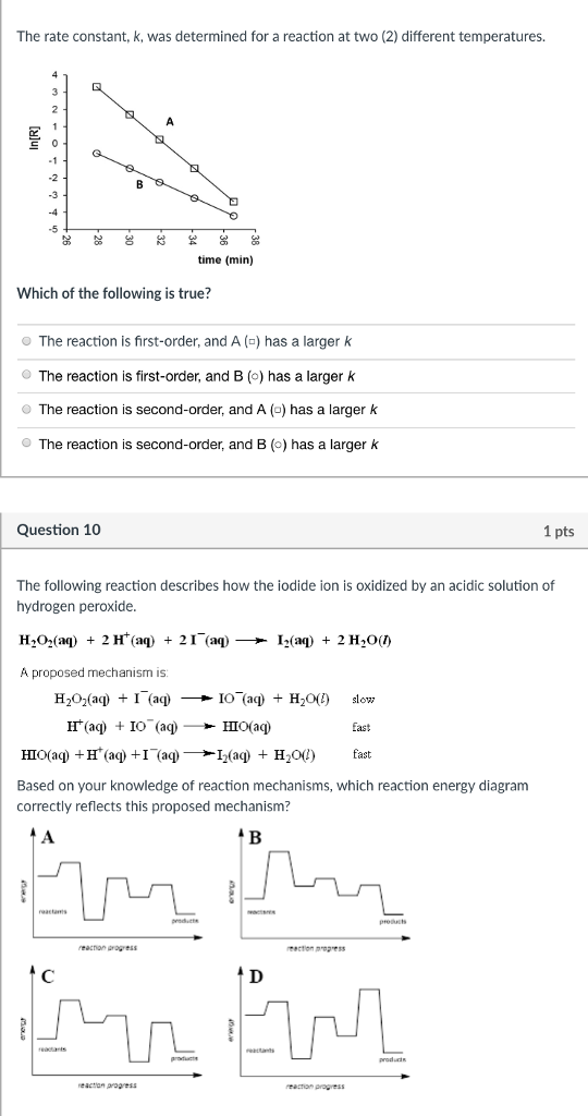 Solved The rate constant, k, was determined for a reaction | Chegg.com