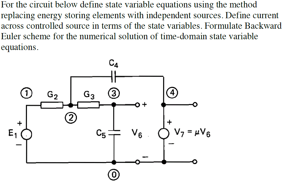 Solved For the circuit below define state variable equations | Chegg.com