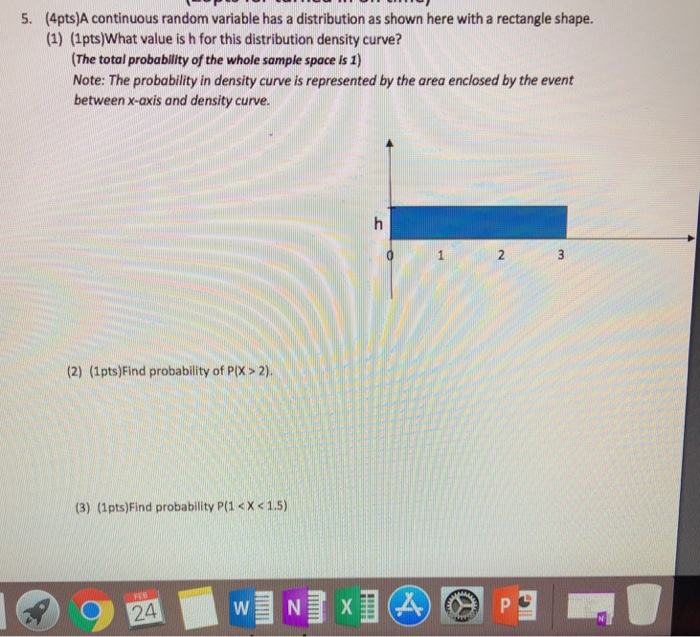Solved (4pts)A continuous random variable has a distribution | Chegg.com