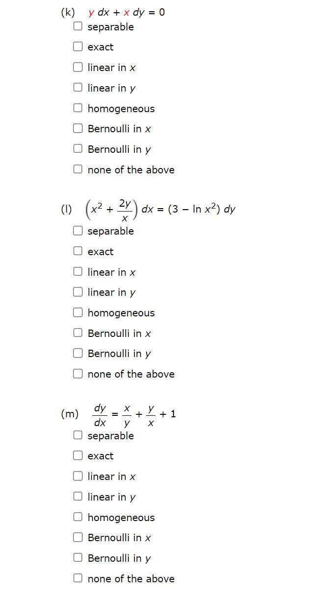 Solved Classify Each Differential Equation As Separable