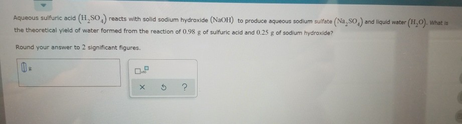Solved (H,SO) Aqueous sulfuric acid reacts with solid sodium | Chegg.com