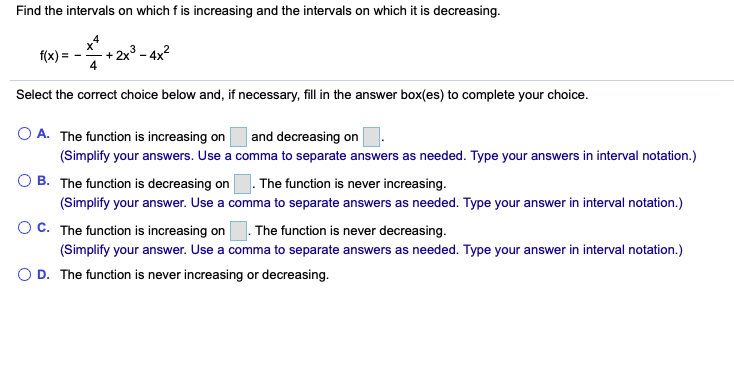 Solved Find The Intervals On Which F Is Increasing And The | Chegg.com Solved Find The Intervals On Which F Is Increasing And The | Chegg.com