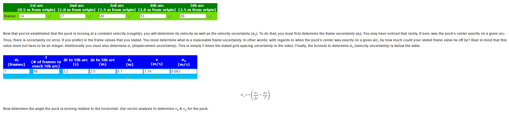 σv=v(Δrσr+fσf) Now determine the angle the puck is | Chegg.com