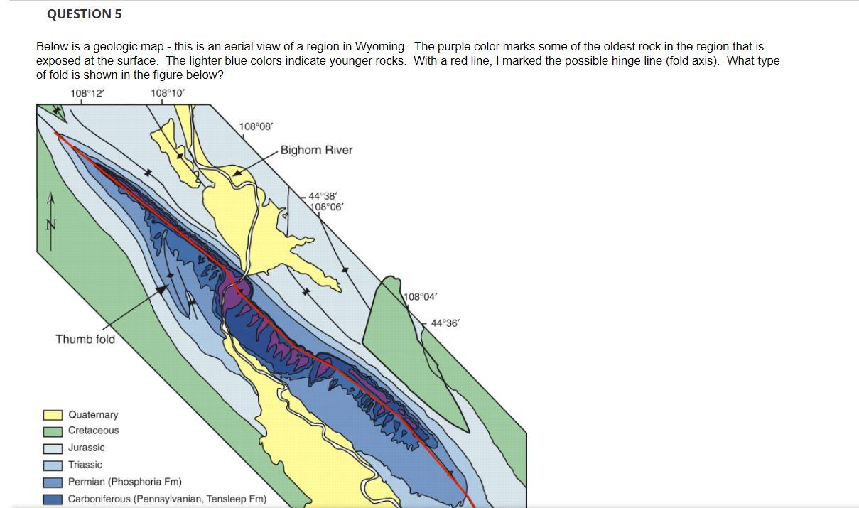 Solved QUESTION 5 Below is a geologic map - this is an | Chegg.com