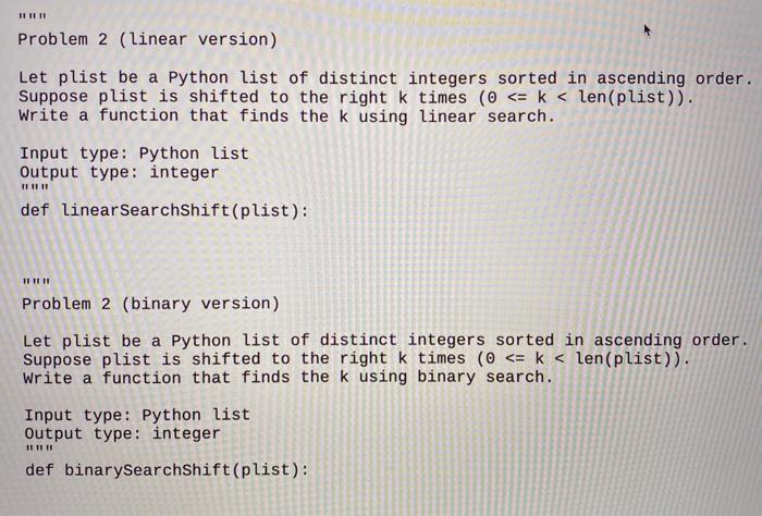 Solved Please use Python and the linear and binary search | Chegg.com