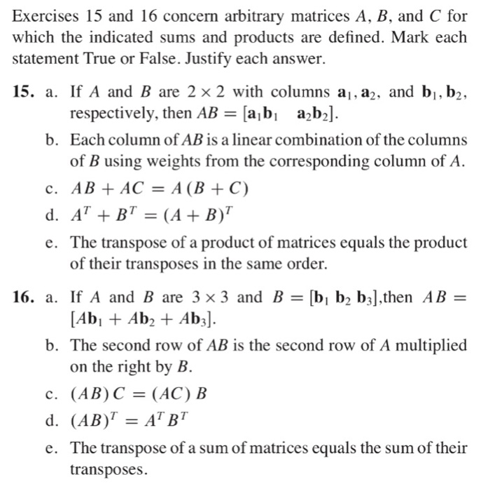 Solved If A and B are 2 times 2 with columns a 1 a 2 and Chegg