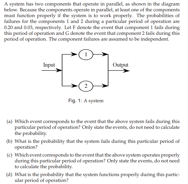 Solved A System Has Two Components That Operate In Parallel, | Chegg.com