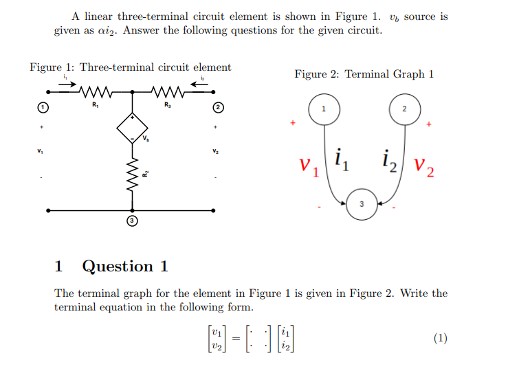 Solved A linear threeterminal circuit element is shown in