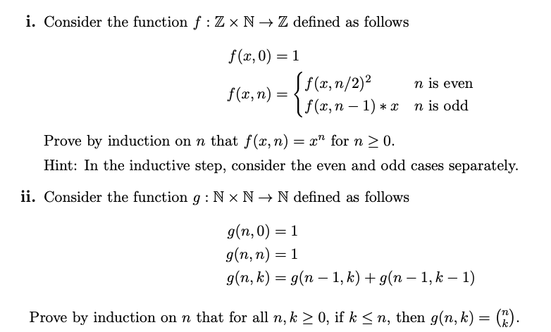 Solved I Consider The Function F Zxn Z Defined As Fol Chegg Com