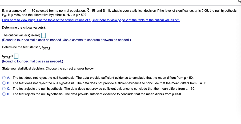 Solved If, In A Sample Of N 30 Selected From A Normal 