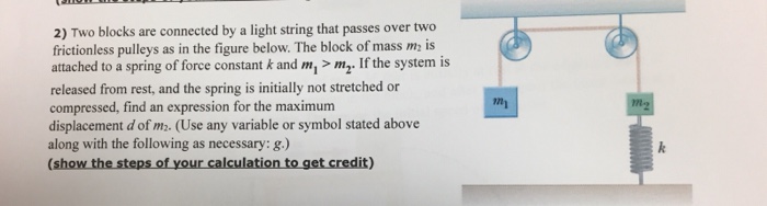 Solved 2) Two blocks are connected by a light string that | Chegg.com