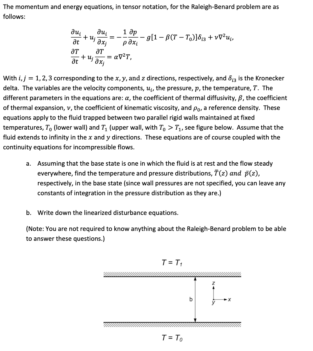 The momentum and energy equations, in tensor | Chegg.com