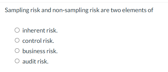 Solved Sampling Risk And Non Sampling Risk Are Two Elements Chegg